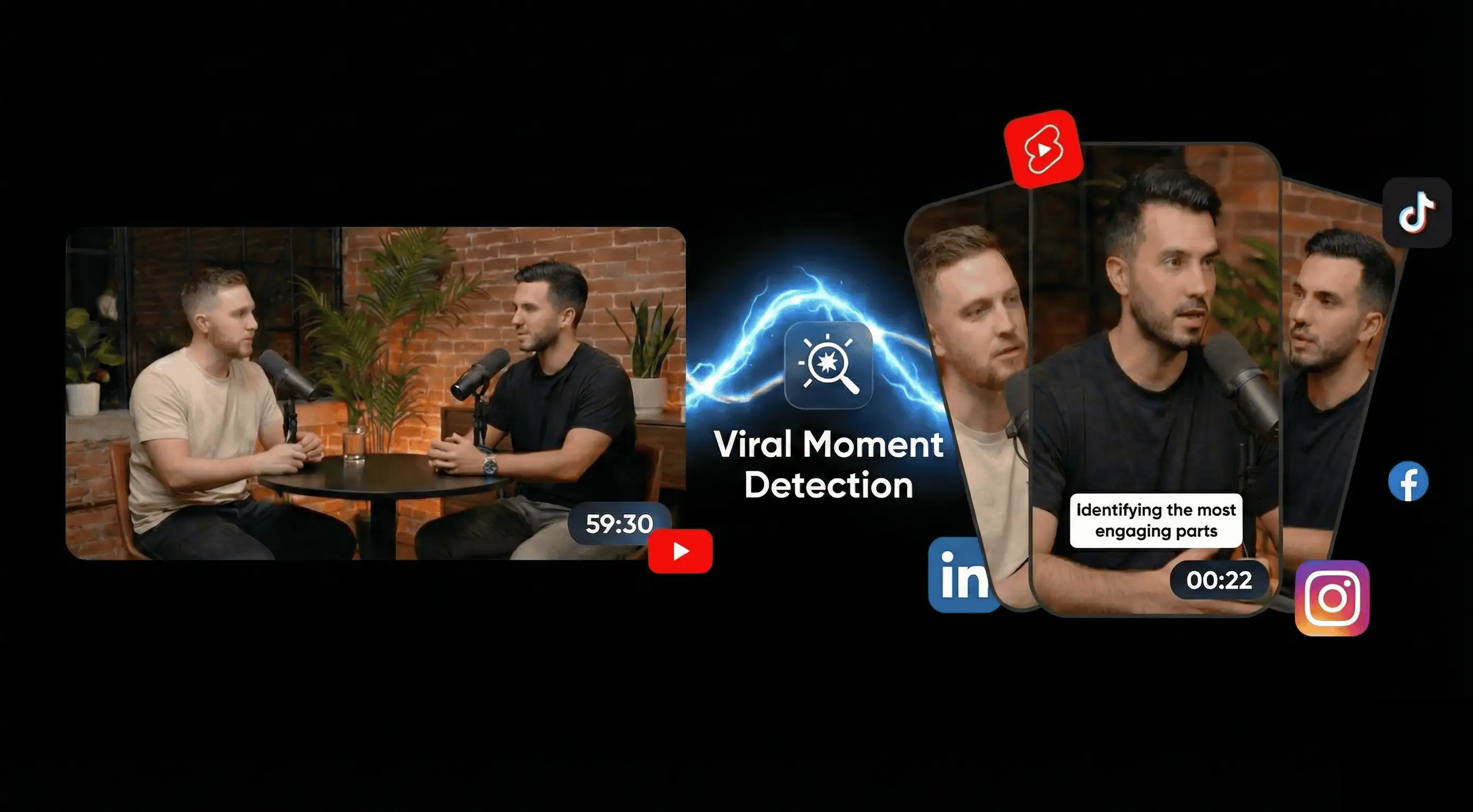 Reelify AI Viral Moment Detection - automatically finds hooks and highlights in your videos